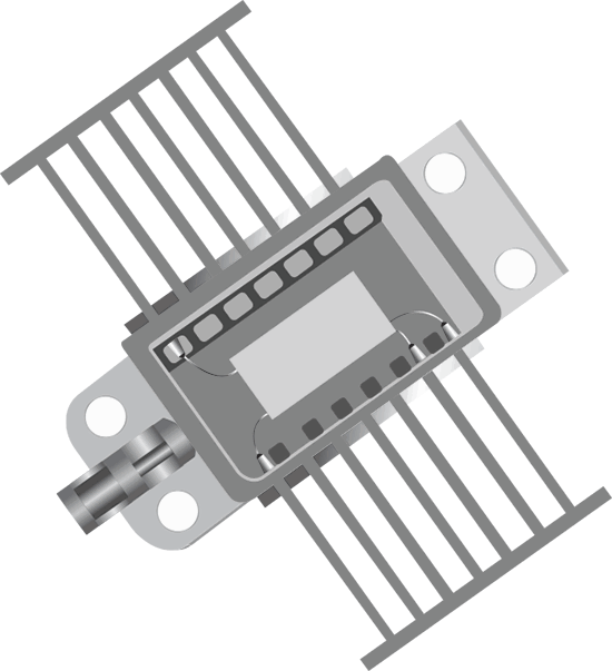 14-pin butterfly laser diode dependent on non-circular optics